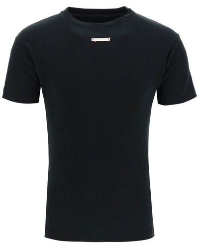 Maison Margiela Ribbed Cotton T-shirt - Black