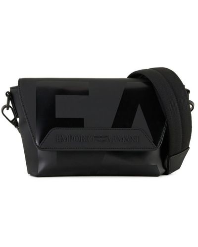 Emporio Armani Logo Leather Shoulder Bag - Black
