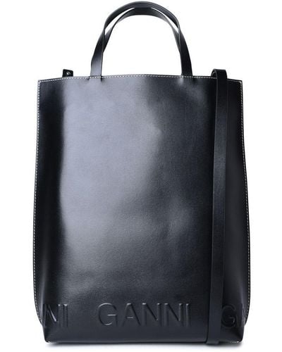 Ganni Medium Banner Leather Bag - Blue