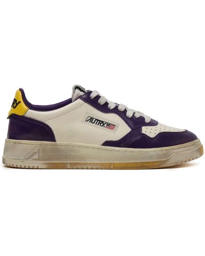 Autry Autry  In White And Purple Leather With Worn Effect - Blue