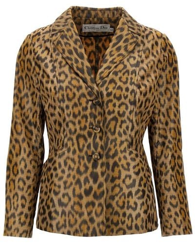 Dior Leopard Single-Breasted Blazer - Brown