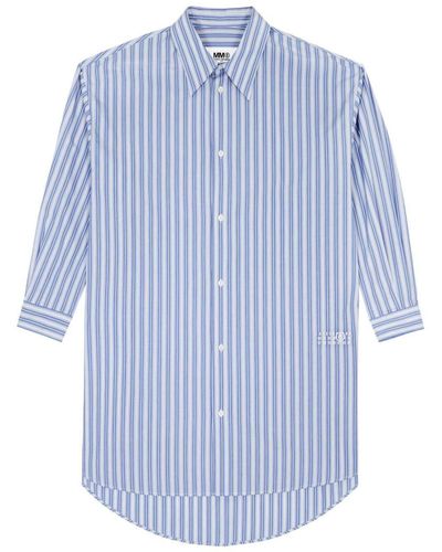 MM6 by Maison Martin Margiela Striped Shirt Dress - Blue