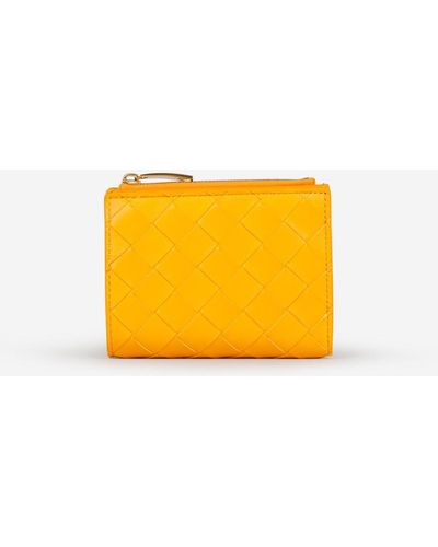 Bottega Veneta Intrecciato Leather Wallet - Yellow
