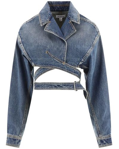 Alaïa Denim Crossover Jacket - Blue