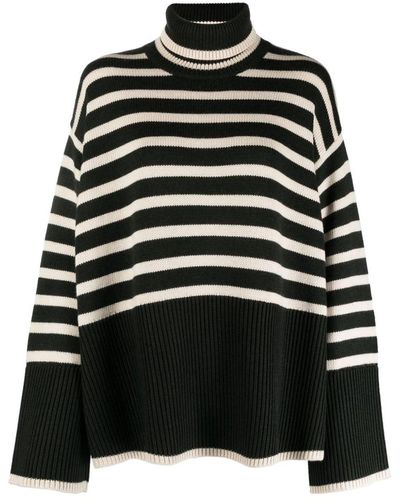 Totême Striped Wool-cotton Sweater - Black