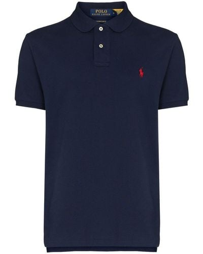 Polo Ralph Lauren Navy Heather Custom Slim Fit Mesh Polo Shirt - Blue