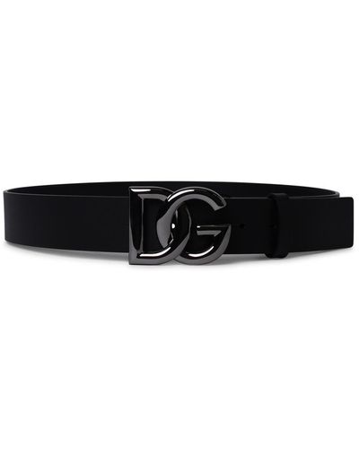 Dolce & Gabbana Black Leather Dg Belt