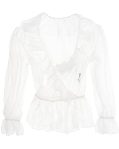 Dolce & Gabbana Silk Chiffon Blouse With Ruffles - White