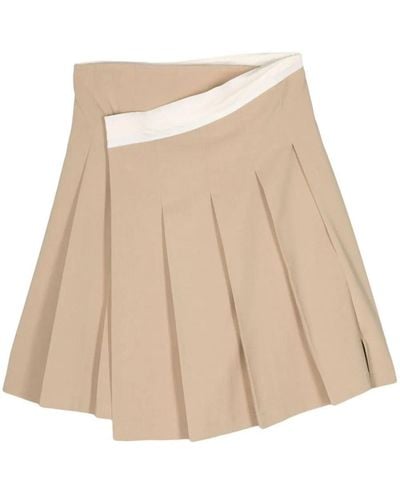 Low Classic Pleated Midi Wrap Skirt Clothing - Natural