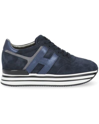 Hogan Midi Leather Platform Trainers - Blue