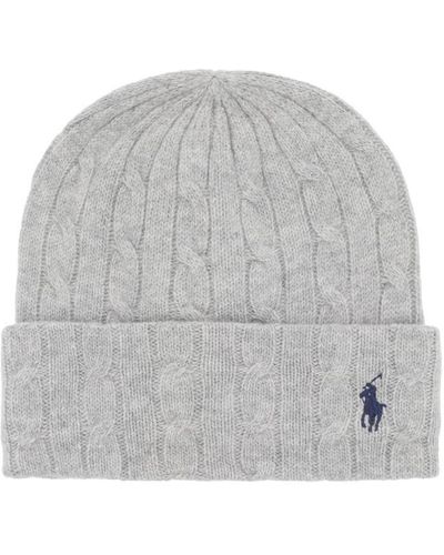 Polo Ralph Lauren Cable Knit Cashmere And Wool Beanie Hat - Grey