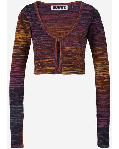 ROTATE BIRGER CHRISTENSEN Rotate Cropped Tie Dye Cardigan - Purple