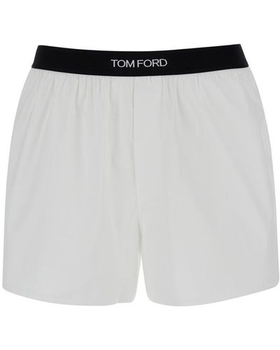 Tom Ford White Briefs With Branded Band In Tech Fabric Man