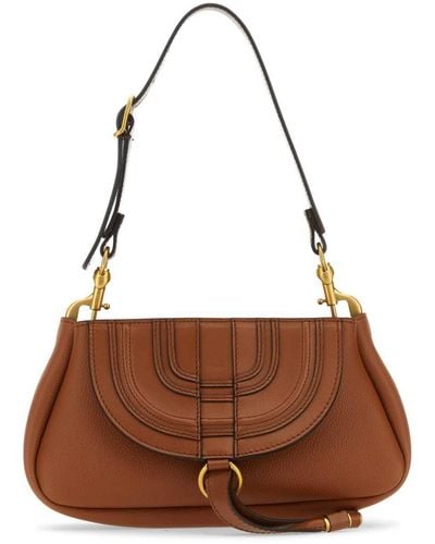 Chloé Marcie Leather Shoulder Bag - Brown