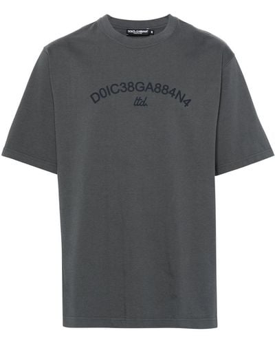 Dolce & Gabbana Short-Sleeved T-Shirt With Logo Print - Gray