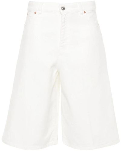 Victoria Beckham Dropped Crotch Denim Bermuda Shorts - White