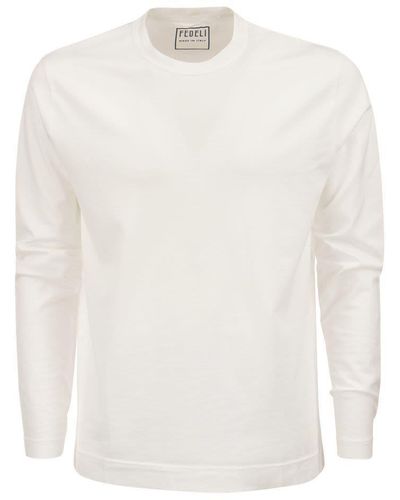 Fedeli Long-sleeved Organic Cotton T-shirt - White