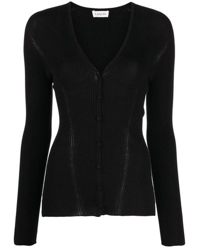 Lanvin Long Sleeve V Neck Cardigan Clothing - Black