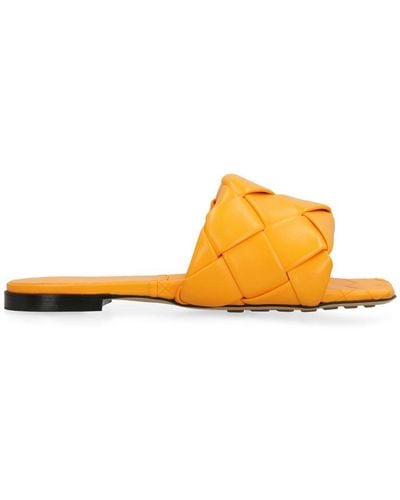 Bottega Veneta The Lido Intrecciato Leather Sandal - Orange