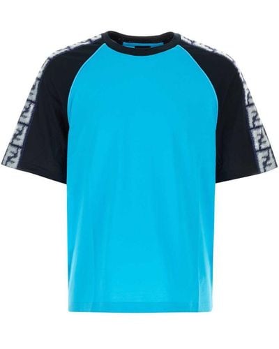 Fendi Two-tone Cotton T-shirt - Blue