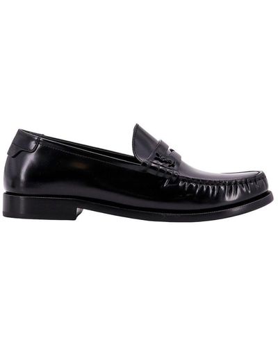 Saint Laurent Monogram Leather Loafers - Black