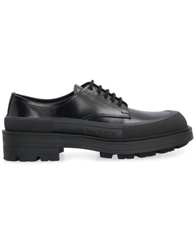 Alexander McQueen Leather Lace-up Derby Shoes - Black