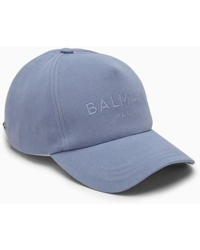 Balmain Light Baseball Cap With Logo - Blue