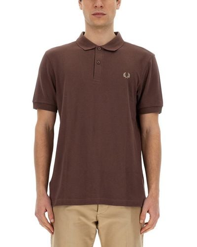 Fred Perry Polo With Logo - Brown