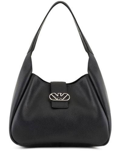 Emporio Armani Leather Medium Hobo Bag - Black
