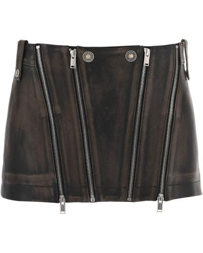 Dion Lee Leather Biker Micro Skirt - Black