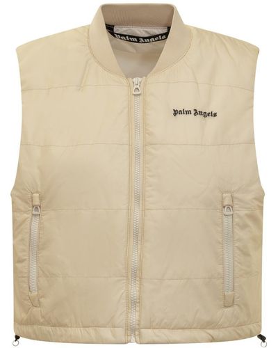 Palm Angels Vest With Logo - Natural