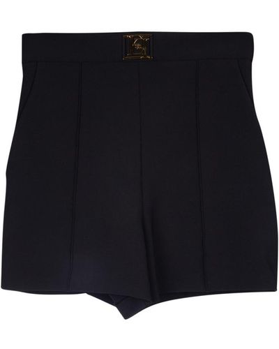 Elisabetta Franchi High Waisted Logo Plaque Shorts - Black