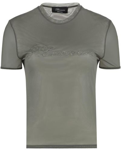 Blumarine Tulle T-Shirt - Gray