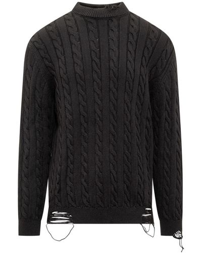 A BETTER MISTAKE Broken Cable Sweater - Black