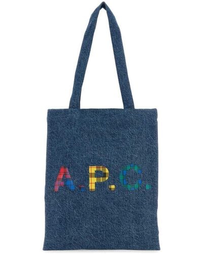 A.P.C. Denim Lou Shopping Bag - Blue