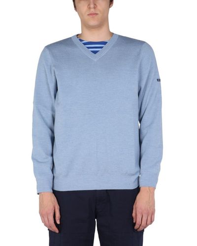 Saint James V-neck Sweater - Blue