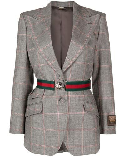 Gucci Wool Single-breasted Blazer Jacket - Gray