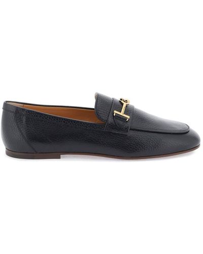 Tod's Leather Loafers With Bow - Gray