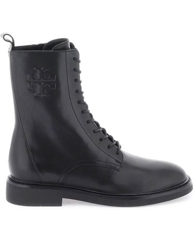 Tory Burch Double T Combat Boots - Black