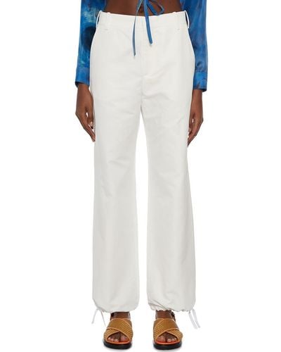 Marni Cotton And Linen Cargo Trousers - White