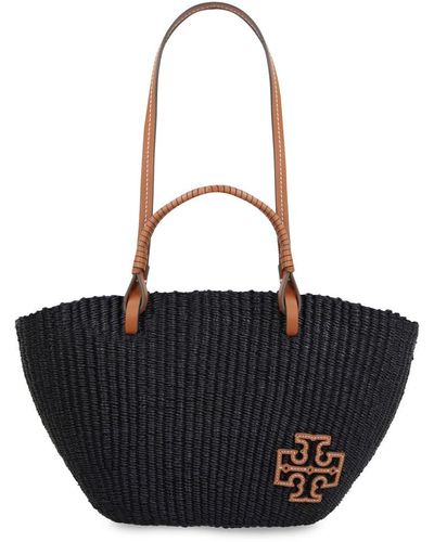 Tory Burch Ella Straw Basket Tote Bag - Black