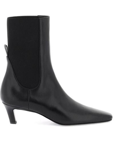 Totême Mid Heel Leather Boots - Black