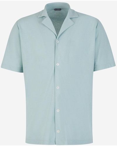 Zanone Open Cotton Polo - Blue