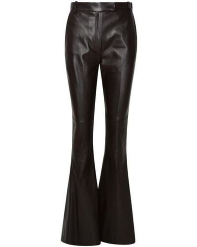 The Attico Piaf Pants In Brown Leather - Black