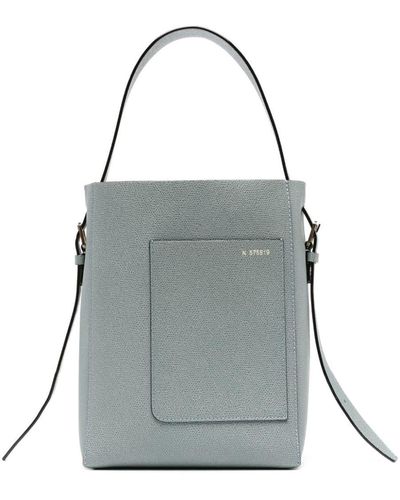 Valextra Small Leather Bucket Bag - Grey