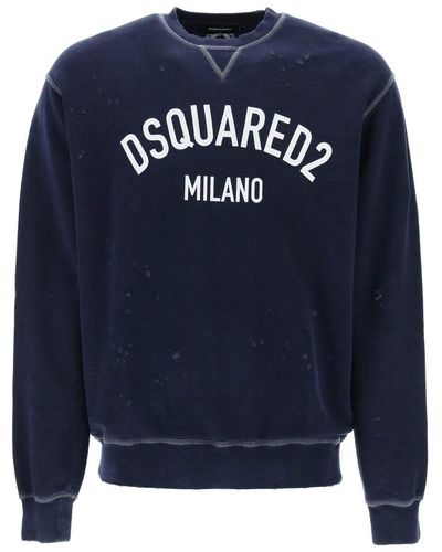 DSquared² "Used Effect Cool Fit Sweatshirt - Blue