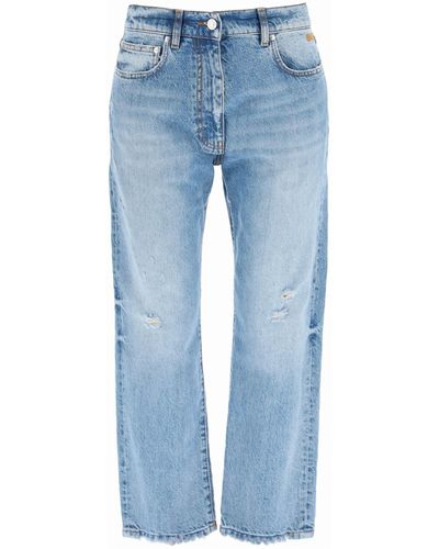 MSGM Jeans With Embroidered Logo - Blue