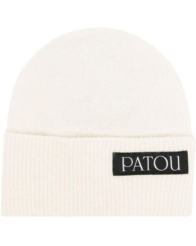Patou Logo-patch Knitted Beanie - White
