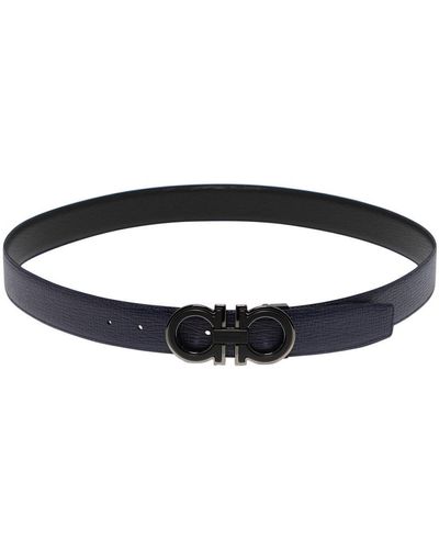 Ferragamo Reversible And Adjustable Gancini Belt - Black