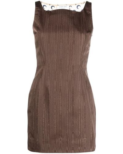 Marine Serre Regenerated Moire Mini Dress - Women's - Polyester/recycled Polyamide/recycled Polyester/elastanecotton - Brown